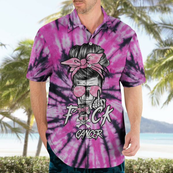 Fcks Cancer Skull Tie Dye Hawaiian Shirt 3.jpg