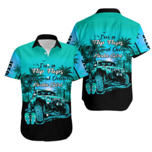Jeep Hawaiian Shirt Womens Im A Flip Flops And Jeep Kinda Girl Turquoise 1.jpg