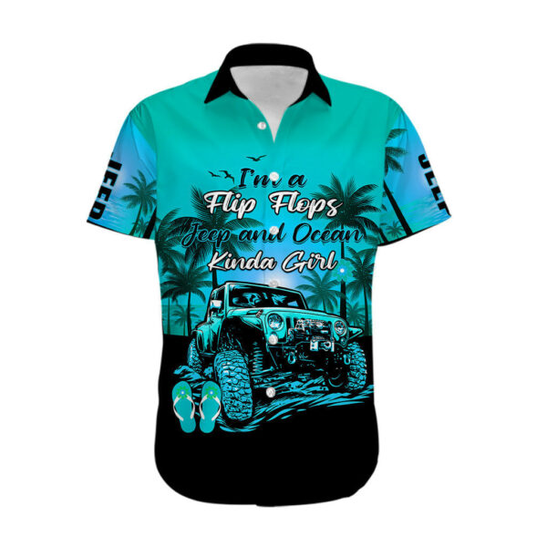 Jeep Hawaiian Shirt Womens Im A Flip Flops And Jeep Kinda Girl Turquoise 2.jpg
