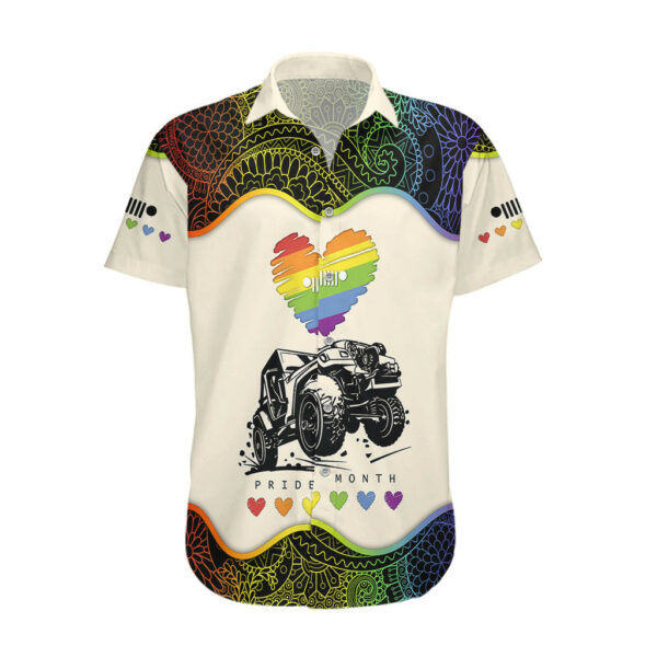 Jeep Pride Month Hawaiian Shirt Floral Pattern And Heart With LGBT Flag 1.jpg