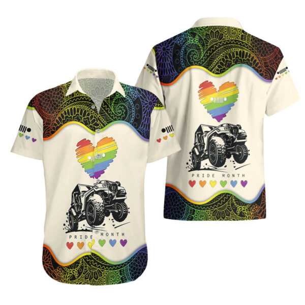 Jeep Pride Month Hawaiian Shirt Floral Pattern And Heart With LGBT Flag 3.jpg