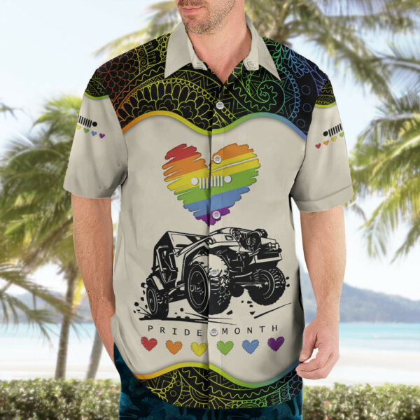 Jeep Pride Month Hawaiian Shirt Floral Pattern And Heart With LGBT Flag 4.jpg