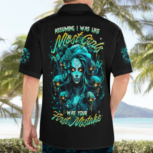 Lady Skull Hawaiian Shirt Assuming I Was Like Most Girls Was Your First Mistake 4.jpg