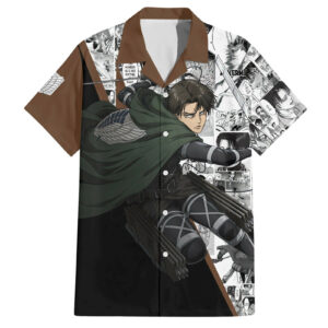 Levi Ackerman Manga Style Hawaiian Shirt 1.jpg