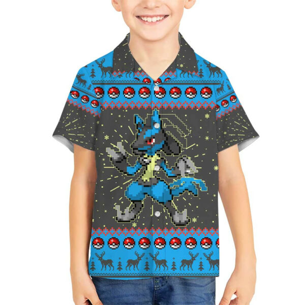 Lucario Pokemon Hawaiian Shirt Anime Pixel Christma Pattern 5.jpg