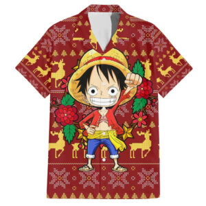 Luffy One Piece Hawaiian Shirt Anime Mix Christmas 1.jpg