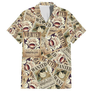 Luffy Wanted One Piece Hawaiian Shirt Anime 1.jpg