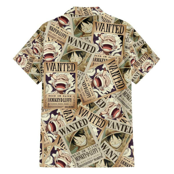 Luffy Wanted One Piece Hawaiian Shirt Anime 2.jpg