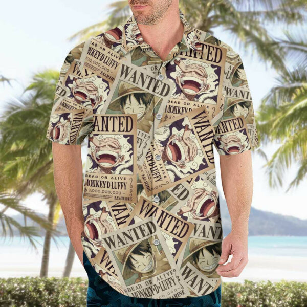 Luffy Wanted One Piece Hawaiian Shirt Anime 3.jpg