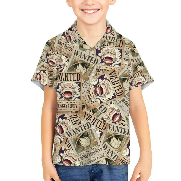 Luffy Wanted One Piece Hawaiian Shirt Anime 5.jpg