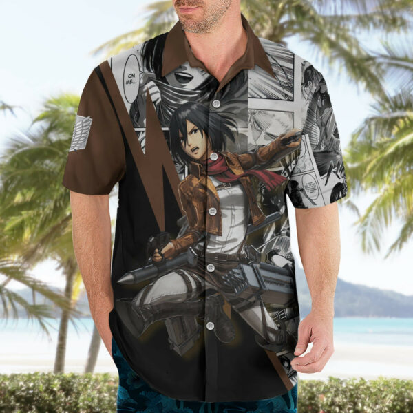 Mikasa Ackerman Manga Style Hawaiian Shirt 3.jpg