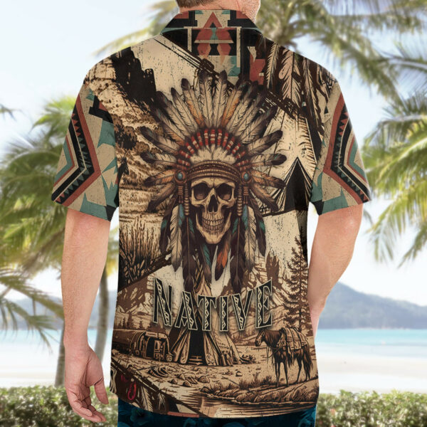 Native American Skull Hawaiian Shirt with Tribal Prints 4.jpg