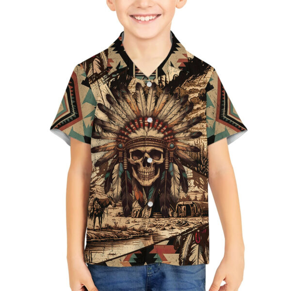 Native American Skull Hawaiian Shirt with Tribal Prints 5.jpg
