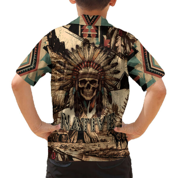 Native American Skull Hawaiian Shirt with Tribal Prints 6.jpg