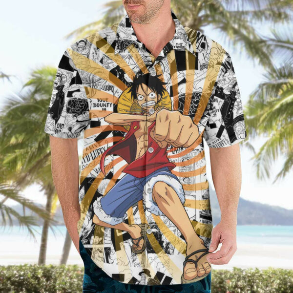 One Piece Blazing Force Luffy Hawaiian Shirt Anime Mix Manga 3.jpg