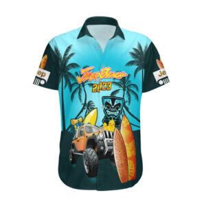 Personalised Blue Jeep Beach 2023 Hawaiian Shirt Happy 20th Anniversary 1.jpg