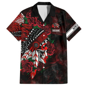 Personalised Native American Chief Skull Hawaiian Shirt Rose Skull 1.jpg