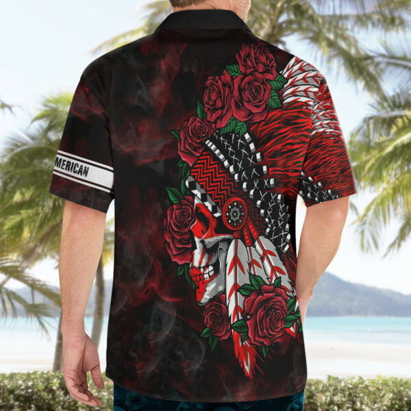 Personalised Native American Chief Skull Hawaiian Shirt Rose Skull 4.jpg