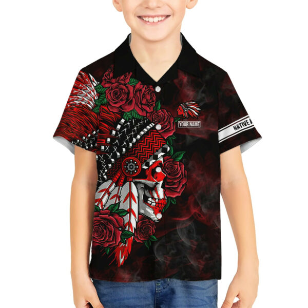 Personalised Native American Chief Skull Hawaiian Shirt Rose Skull 5.jpg