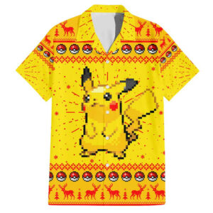 Pikachu Poke Hawaiian Shirt Anime Pixel Christma Pattern 1.jpg