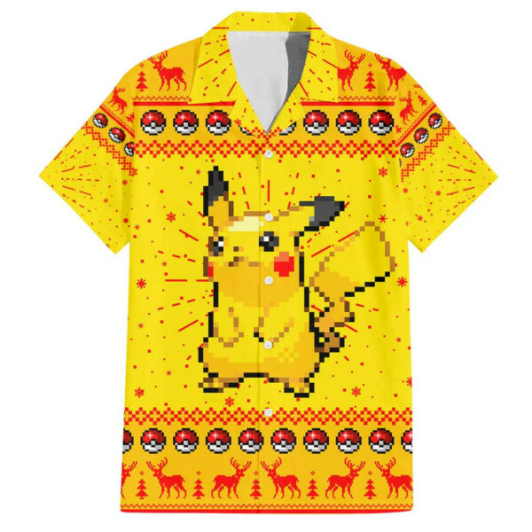 Pikachu Poke Hawaiian Shirt Anime Pixel Christma Pattern 1.jpg