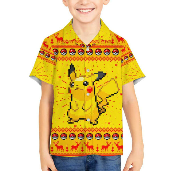 Pikachu Poke Hawaiian Shirt Anime Pixel Christma Pattern 5.jpg