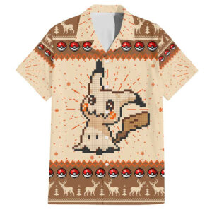 Pikachu Pokemon Hawaiian Shirt Anime Pixel Christma Pattern 1.jpg