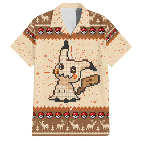 Pikachu Pokemon Hawaiian Shirt Anime Pixel Christma Pattern 1.jpg