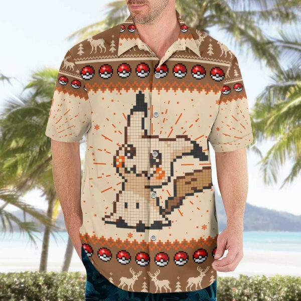 Pikachu Pokemon Hawaiian Shirt Anime Pixel Christma Pattern 3.jpg