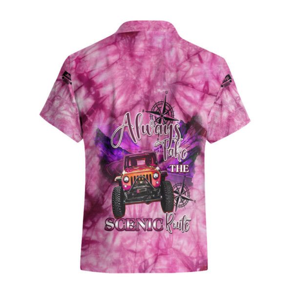 Pink Jeep Tie Dye Hawaiian Shirt Always Take The Scenic Route 1.jpg