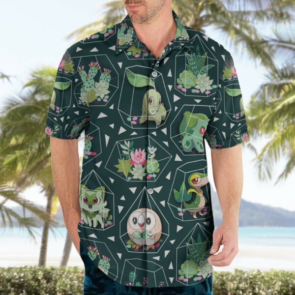 Pokemon Anime Hawaiian Shirt Grass Type Succulents Terrarium Pattern 3.jpg