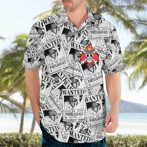 Portgas D Ace Wanted One Piece Hawaiian Shirt Anime 3.jpg