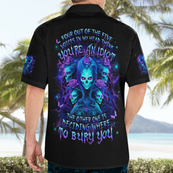 Rose Skull Hawaiian Shirt Four Out Of The Five Voices In My Head Think You An Idiot 4.jpg